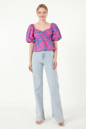 FREE THE ROSES - Free The Rose - Floral Puff Sleeve Top - TOPS available at Objectrare