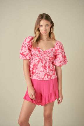 FREE THE ROSES - Free The Roses - Floral Puff Sleeve Top - TOPS available at Objectrare