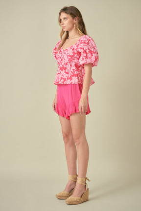 FREE THE ROSES - Free The Rose - Floral Puff Sleeve Top - TOPS available at Objectrare