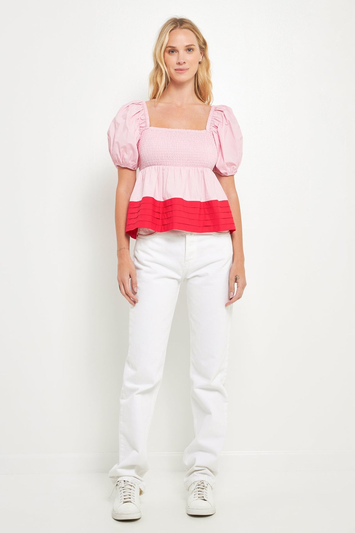 Colorblock Smocked Top