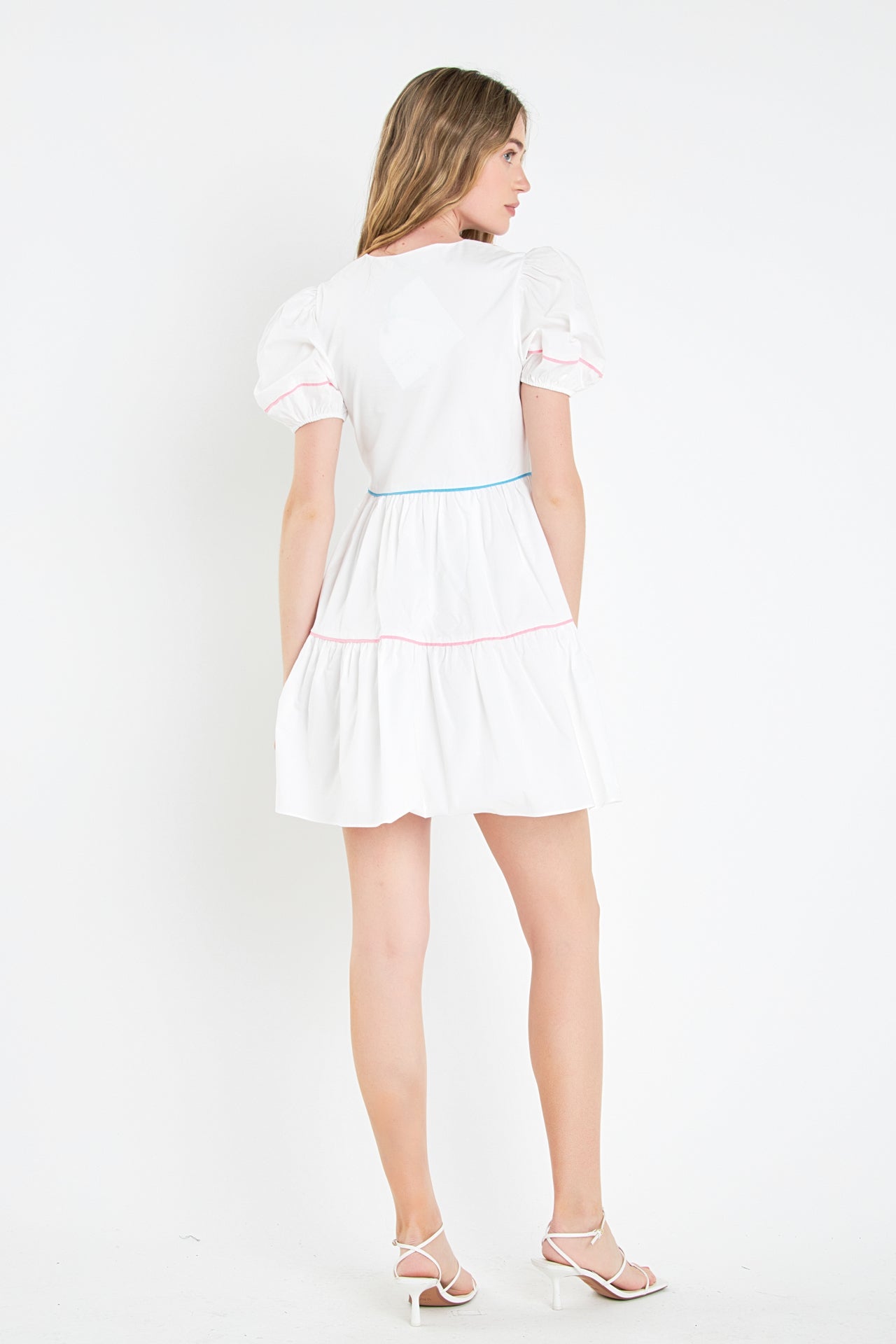 ENGLISH FACTORY - English Factory - Puff Sleeve Tiered Mini Dress - DRESSES available at Objectrare