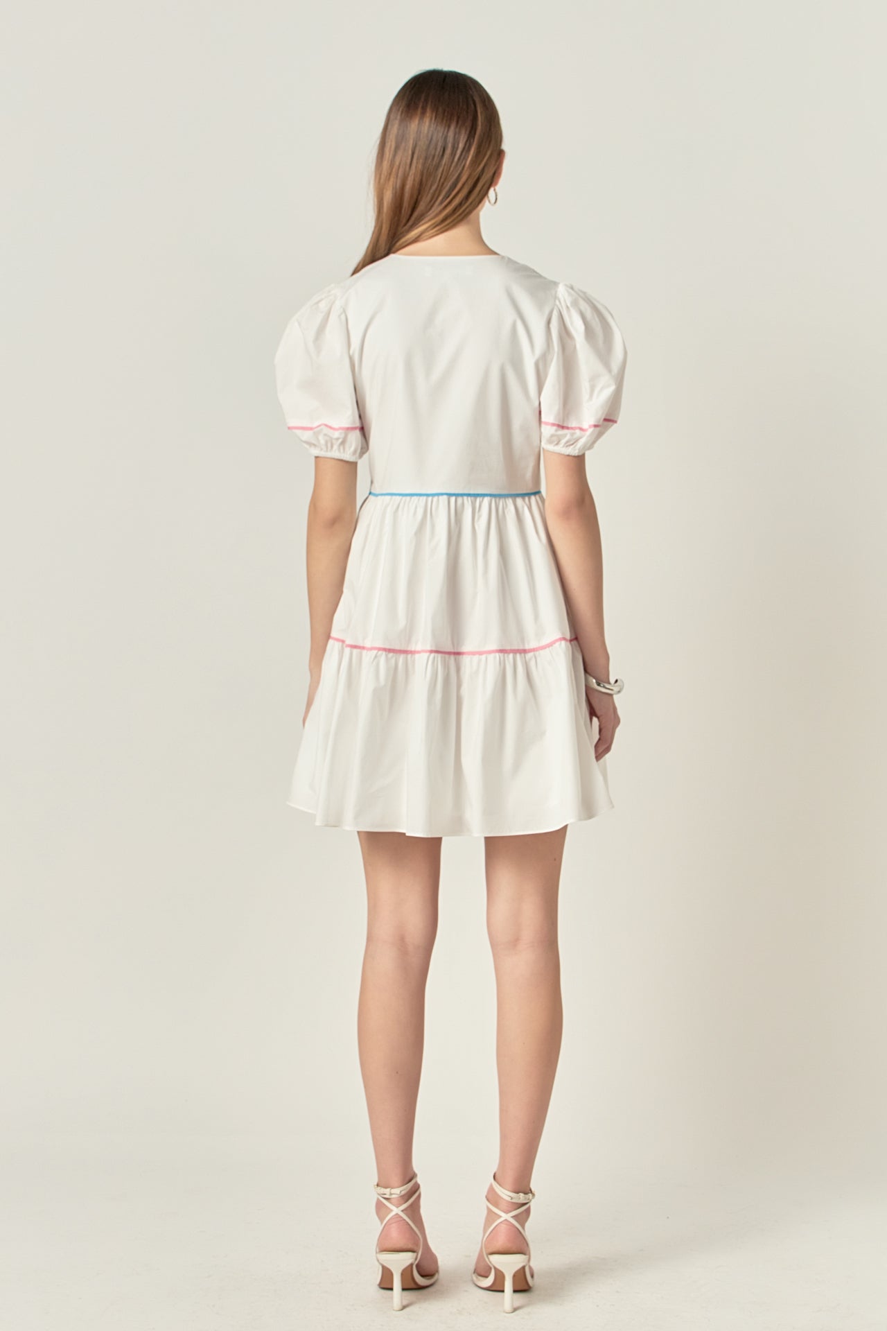 ENGLISH FACTORY - Puff Sleeve Tiered Mini Dress - DRESSES available at Objectrare
