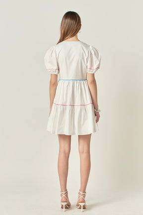 ENGLISH FACTORY - Puff Sleeve Tiered Mini Dress - DRESSES available at Objectrare