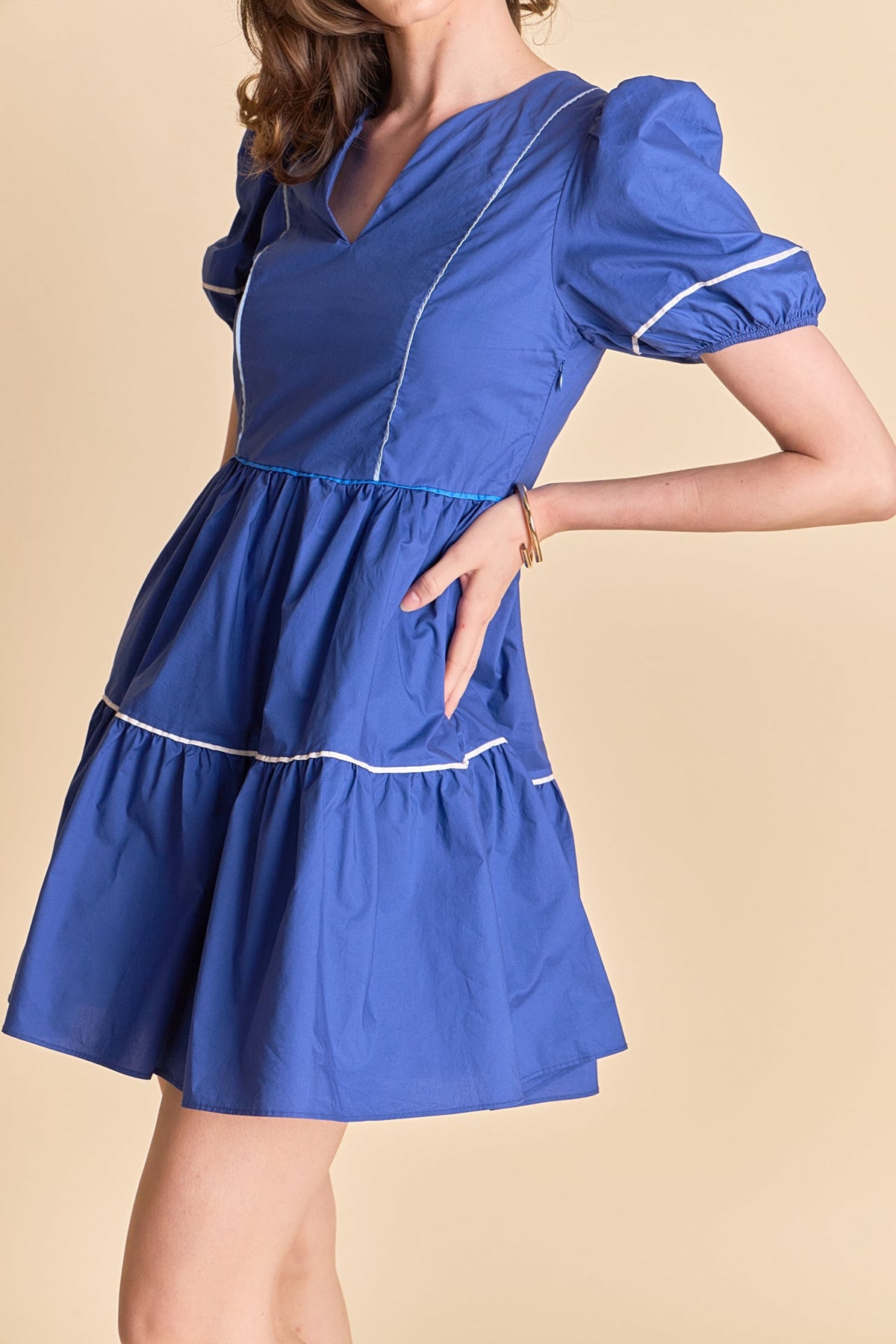 ENGLISH FACTORY - Puff Sleeve Tiered Mini Dress - DRESSES available at Objectrare