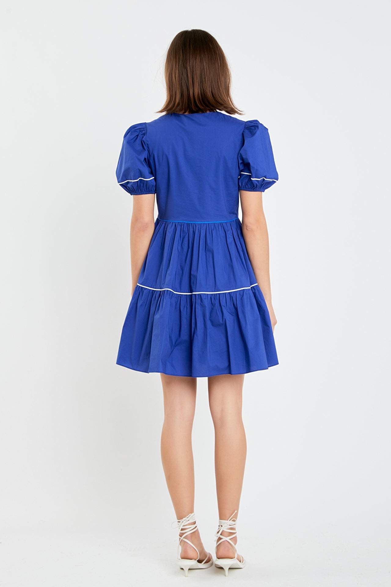 ENGLISH FACTORY - Puff Sleeve Tiered Mini Dress - DRESSES available at Objectrare
