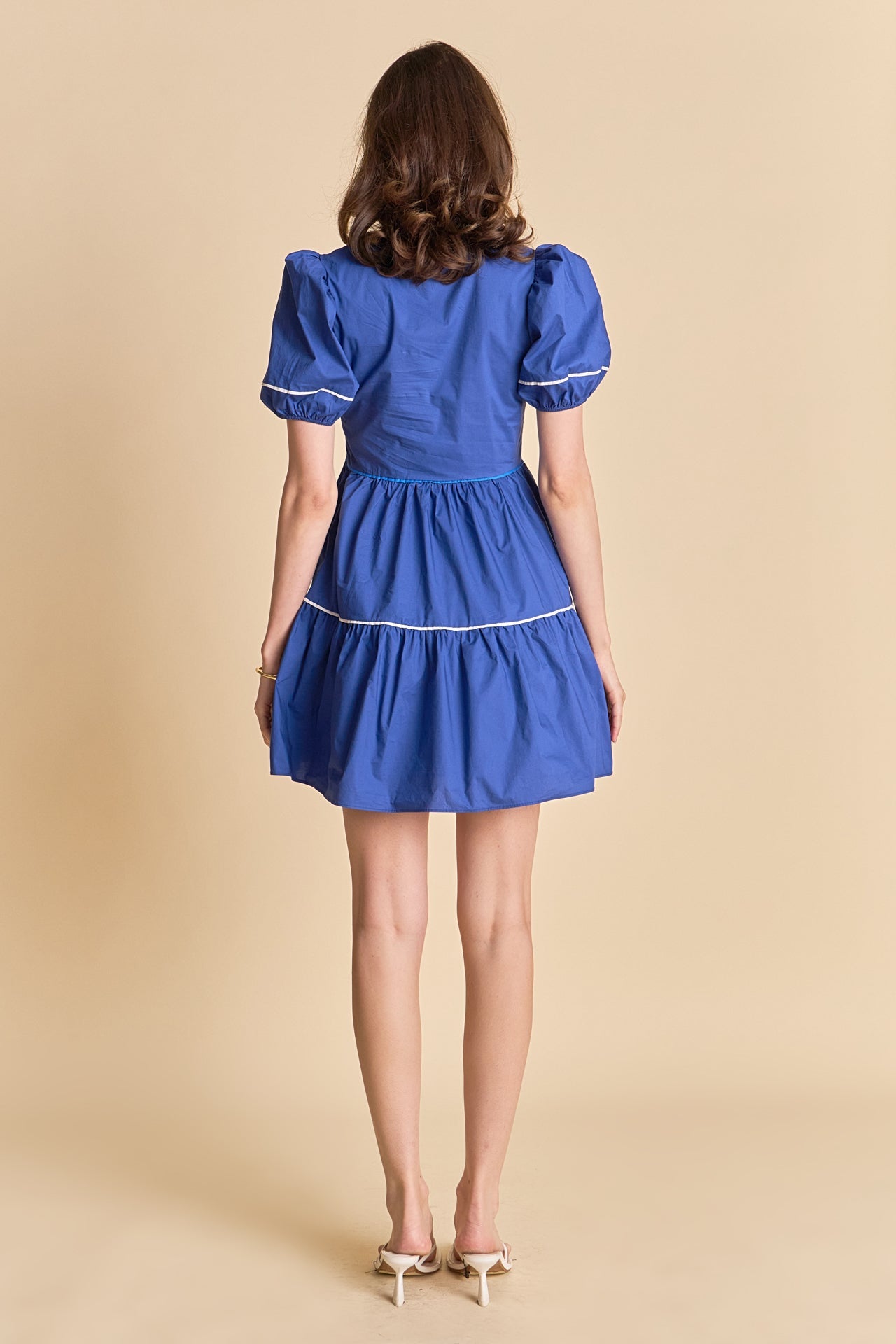 ENGLISH FACTORY - Puff Sleeve Tiered Mini Dress - DRESSES available at Objectrare