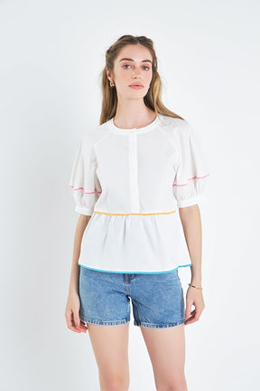 ENGLISH FACTORY - English Factory - Piping Detailed Blouse - SHIRTS & BLOUSES available at Objectrare