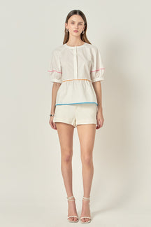 ENGLISH FACTORY - Piping Detailed Blouse - BLOUSES available at Objectrare