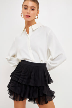 ENDLESS ROSE - Chiffon Pleated Skort - SKORTS available at Objectrare