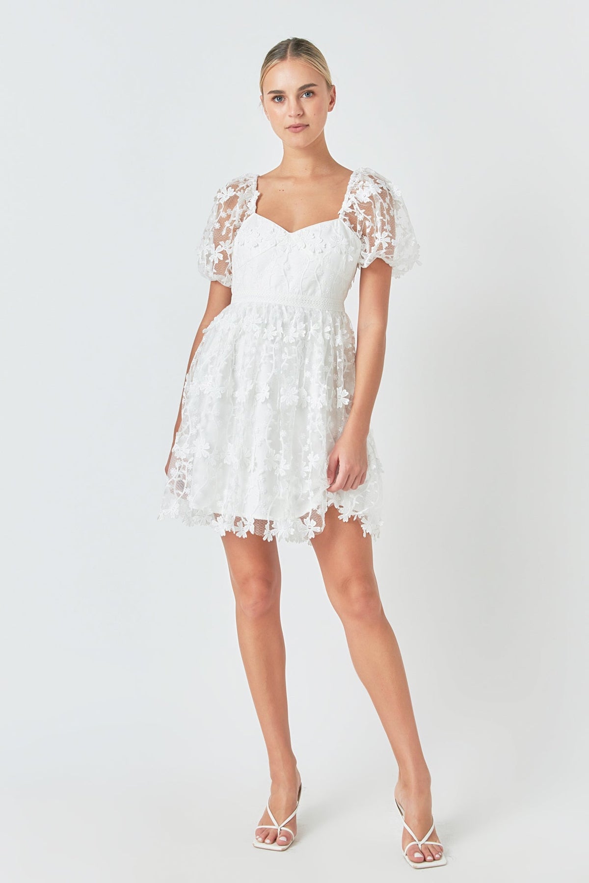 ENDLESS ROSE - Endless Rose - Crochet Lace Bustier Puff Mini Dress - DRESSES available at Objectrare