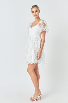 ENDLESS ROSE - Endless Rose - Crochet Lace Bustier Puff Mini Dress - DRESSES available at Objectrare