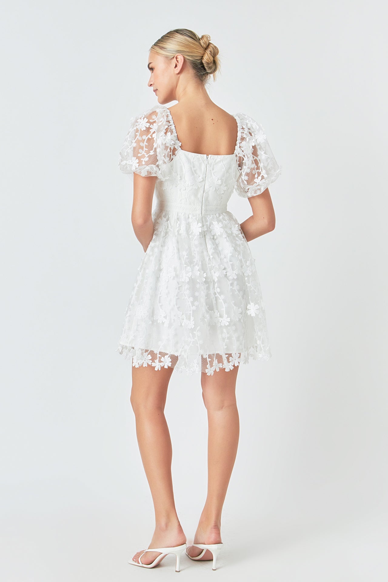 ENDLESS ROSE - Crochet Lace Bustier Puff Mini - DRESSES available at Objectrare