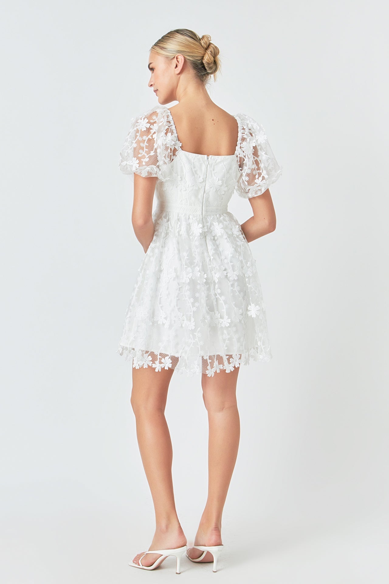 ENDLESS ROSE - Endless Rose - Crochet Lace Bustier Puff Mini Dress - DRESSES available at Objectrare