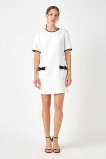 ENGLISH FACTORY - Contrast Accent Shift Pocket Mini Dress - DRESSES available at Objectrare