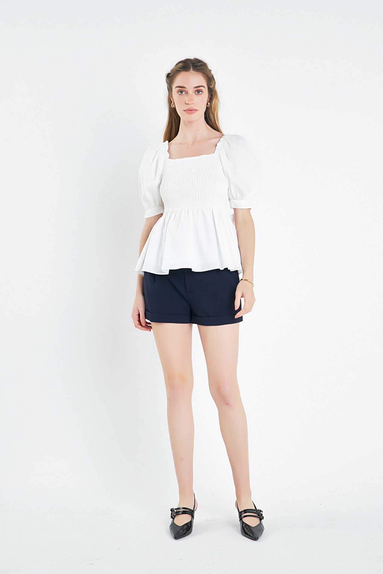 ENGLISH FACTORY - English Factory - Bow Puff Sleeve Peplum Top - TOPS available at Objectrare