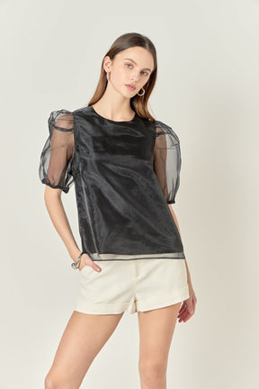 ENGLISH FACTORY - Organza Puff Sleeve Top - TOPS available at Objectrare