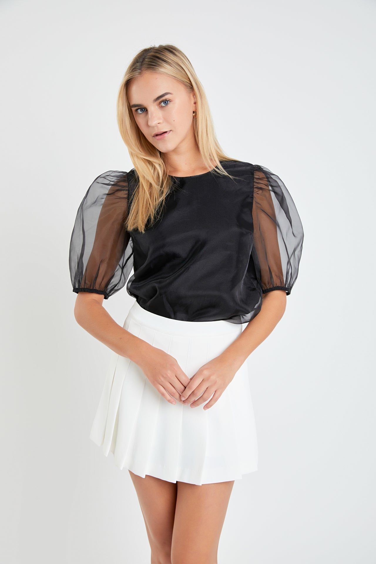 ENGLISH FACTORY - English Factory - Organza Puff Sleeve Top - TOPS available at Objectrare