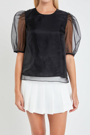 ENGLISH FACTORY - English Factory - Organza Puff Sleeve Top - TOPS available at Objectrare