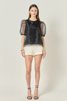 ENGLISH FACTORY - Organza Puff Sleeve Top - TOPS available at Objectrare