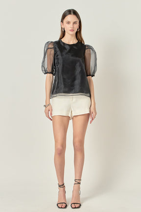 ENGLISH FACTORY - Organza Puff Sleeve Top - TOPS available at Objectrare