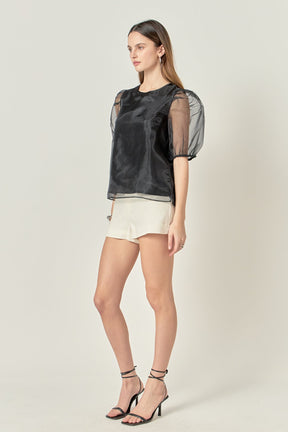 ENGLISH FACTORY - Organza Puff Sleeve Top - TOPS available at Objectrare
