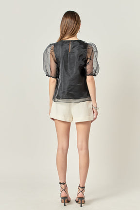 ENGLISH FACTORY - Organza Puff Sleeve Top - TOPS available at Objectrare