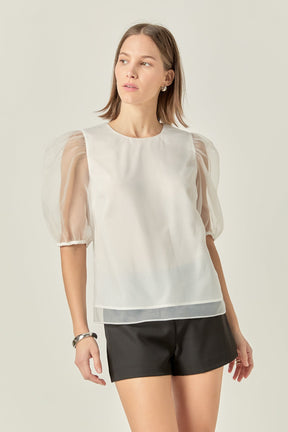 ENGLISH FACTORY - Organza Puff Sleeve Top - TOPS available at Objectrare