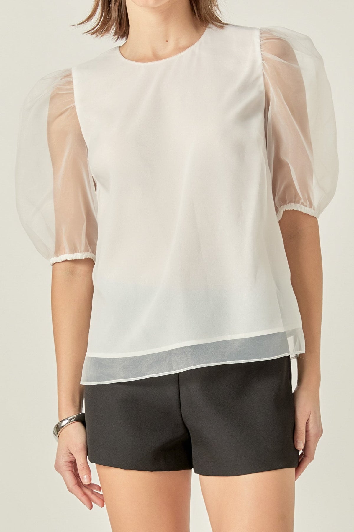 ENGLISH FACTORY - Organza Puff Sleeve Top - TOPS available at Objectrare