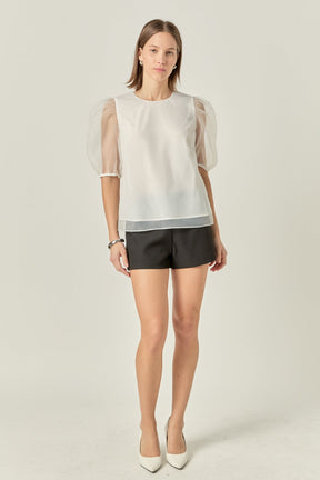 ENGLISH FACTORY - Organza Puff Sleeve Top - TOPS available at Objectrare