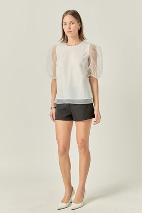 ENGLISH FACTORY - Organza Puff Sleeve Top - TOPS available at Objectrare