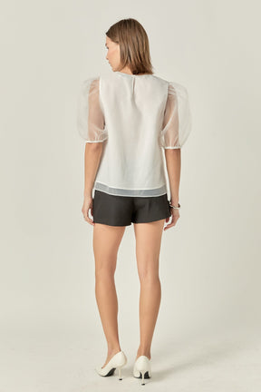 ENGLISH FACTORY - Organza Puff Sleeve Top - TOPS available at Objectrare