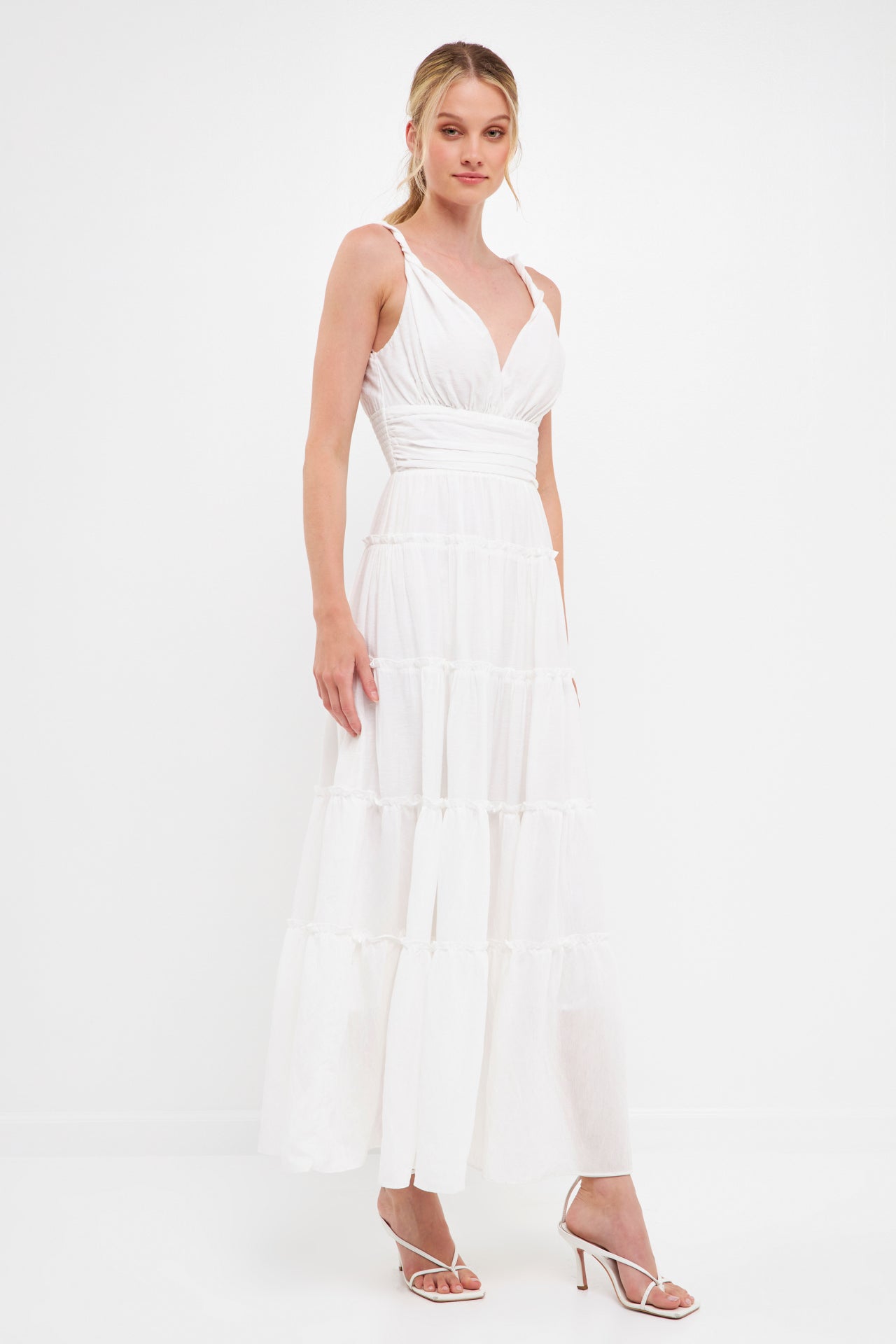 LA'VEN - Strap Twist Ruffled Crinkled Maxi - DRESSES available at Objectrare