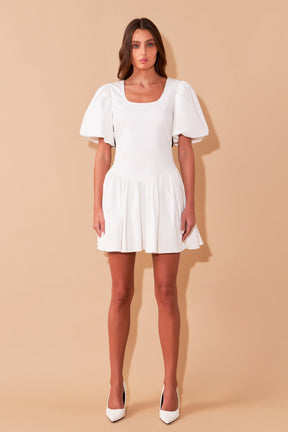 ENDLESS ROSE - Contrast Bow Low Back Mini Dress - DRESSES available at Objectrare