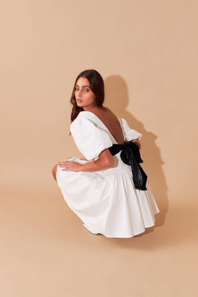 ENDLESS ROSE - Contrast Bow Low Back Mini Dress - DRESSES available at Objectrare