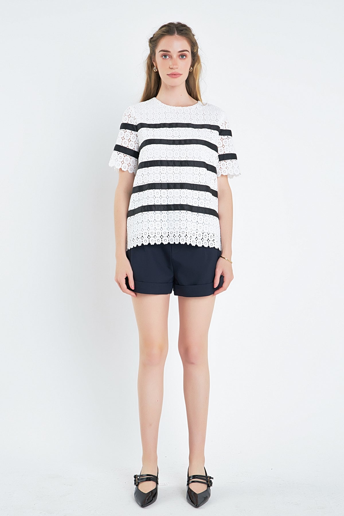 ENGLISH FACTORY - Lace Striped Top - TOPS available at Objectrare