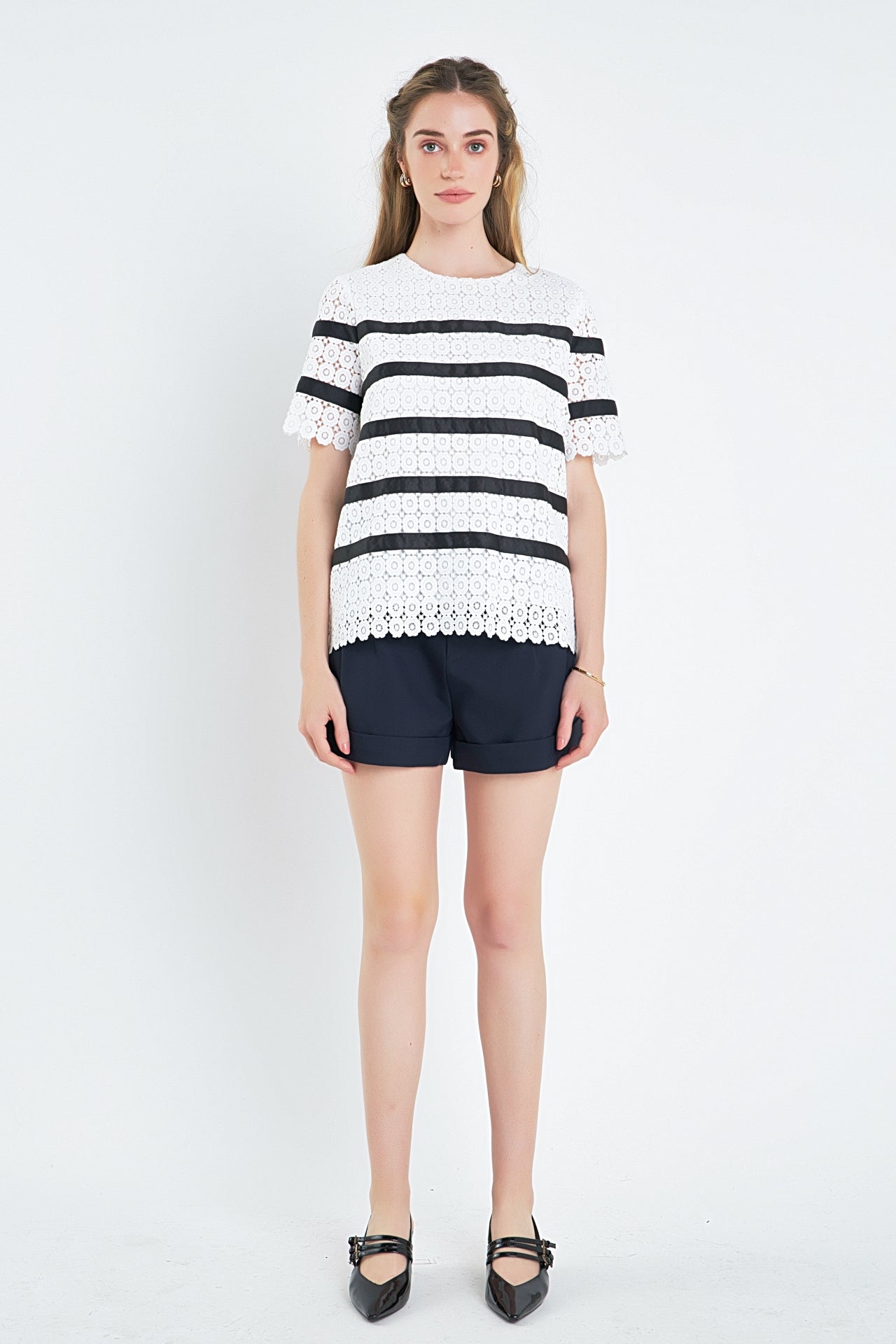 ENGLISH FACTORY - English Factory - Lace Striped Top - TOPS available at Objectrare