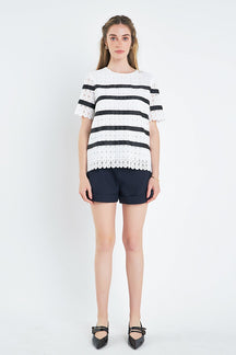 ENGLISH FACTORY - English Factory - Lace Striped Top - TOPS available at Objectrare