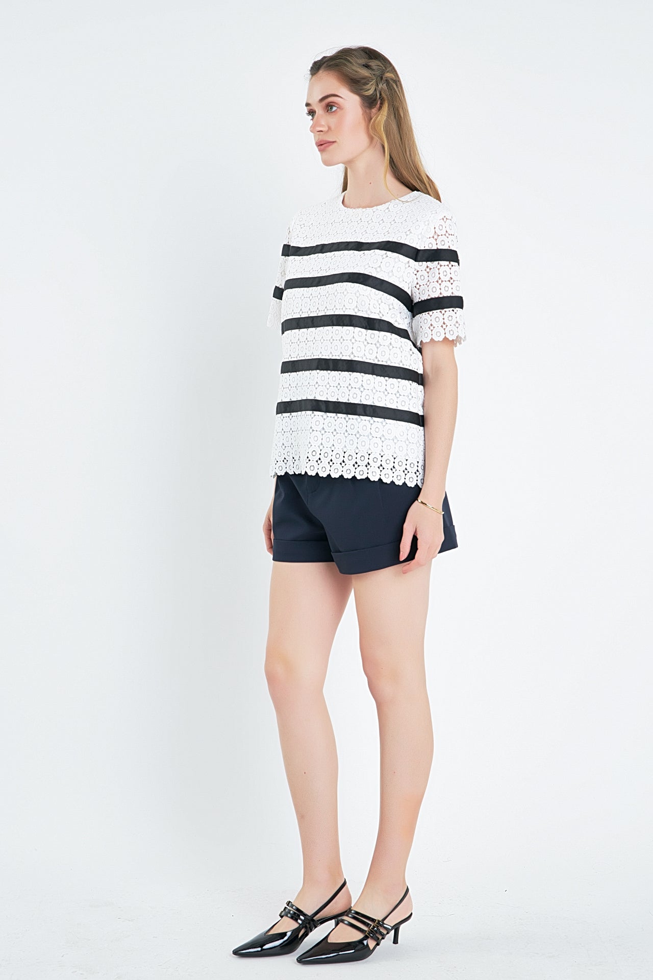 ENGLISH FACTORY - English Factory - Lace Striped Top - TOPS available at Objectrare