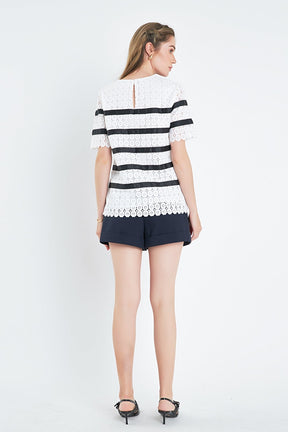 ENGLISH FACTORY - English Factory - Lace Striped Top - TOPS available at Objectrare