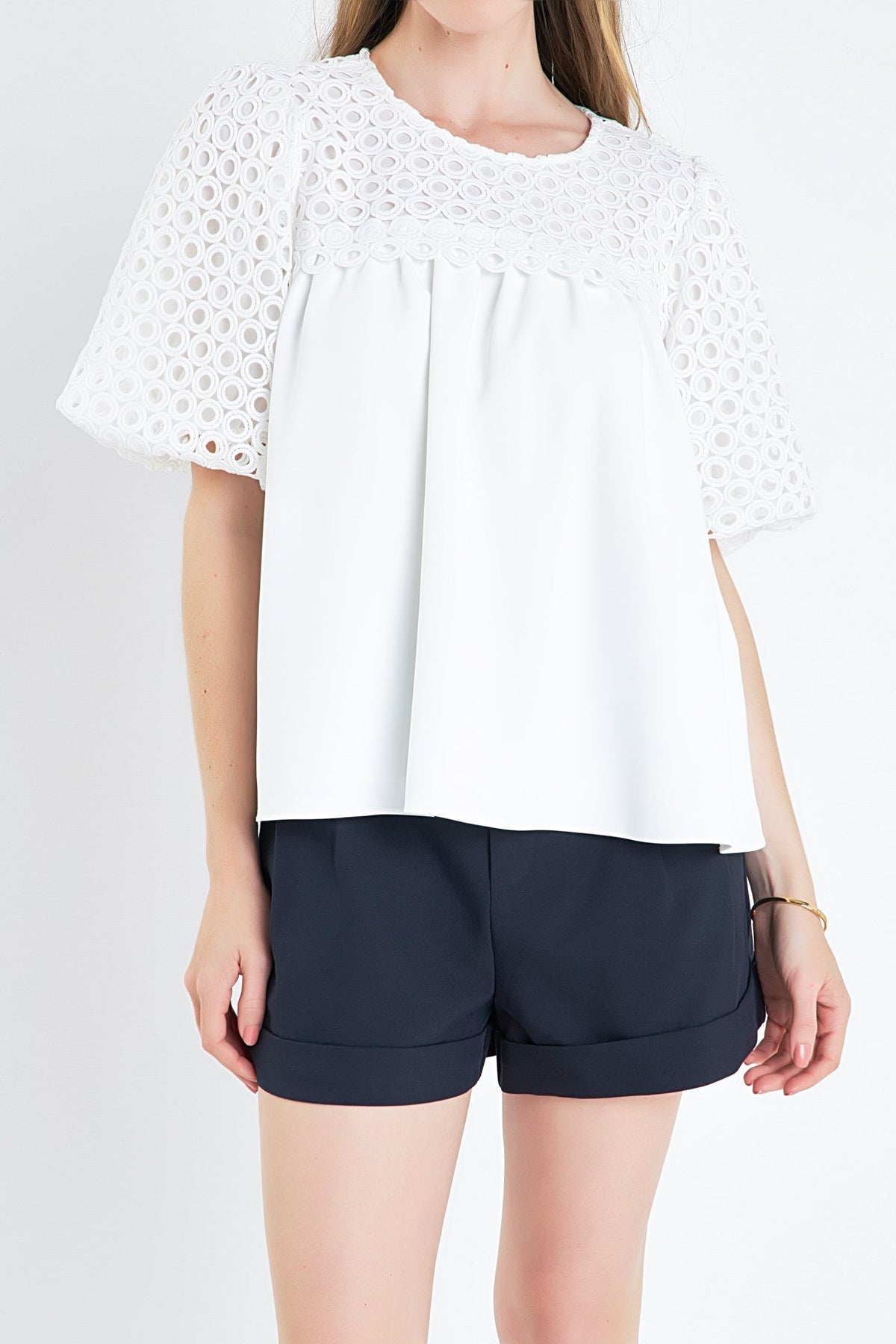 ENGLISH FACTORY - Eyelet Flounced Top - TOPS available at Objectrare