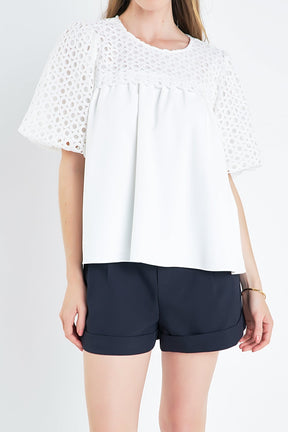ENGLISH FACTORY - Eyelet Flounced Top - TOPS available at Objectrare