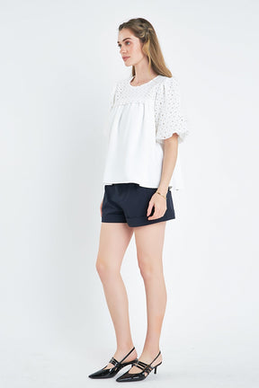 ENGLISH FACTORY - Eyelet Flounced Top - TOPS available at Objectrare