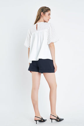 ENGLISH FACTORY - Eyelet Flounced Top - TOPS available at Objectrare