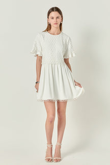 ENGLISH FACTORY - Mixed Media Lace Dress - DRESSES available at Objectrare