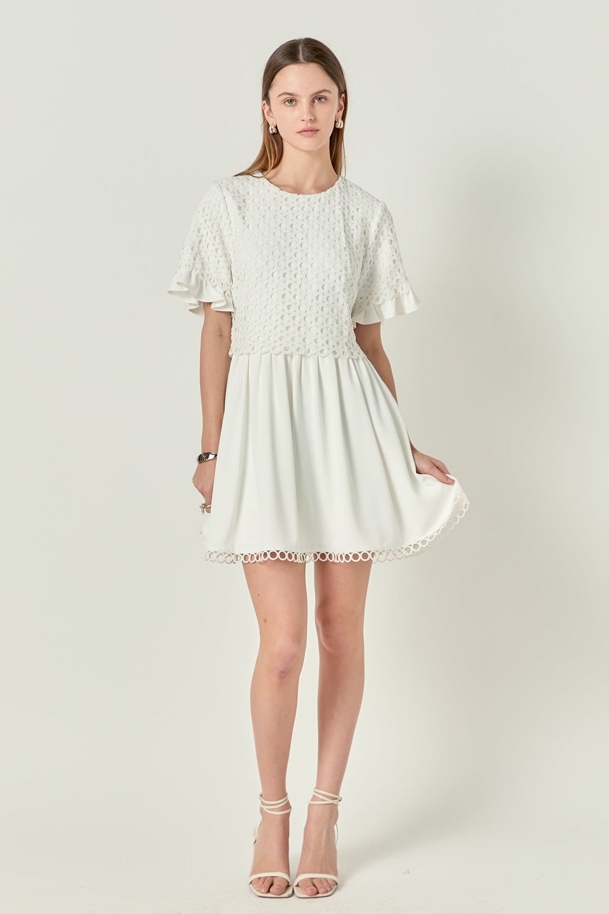 ENGLISH FACTORY - Mixed Media Lace Dress - DRESSES available at Objectrare