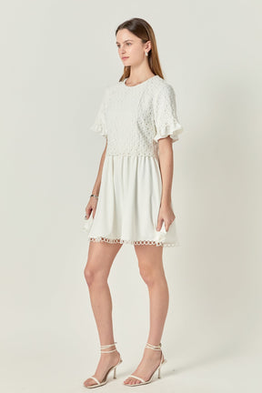 ENGLISH FACTORY - Mixed Media Lace Dress - DRESSES available at Objectrare