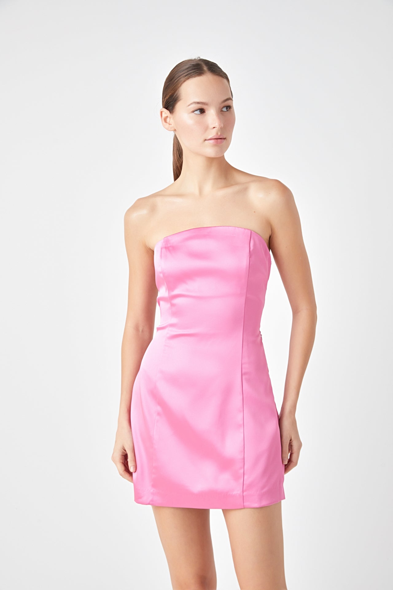 ENDLESS ROSE - Satin Cross Spaghetti Tie Mini Dress - DRESSES available at Objectrare