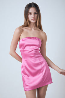 ENDLESS ROSE - Satin Cross Spaghetti Tie Mini Dress - DRESSES available at Objectrare