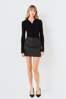 Sequined Mesh Gridded Skirt