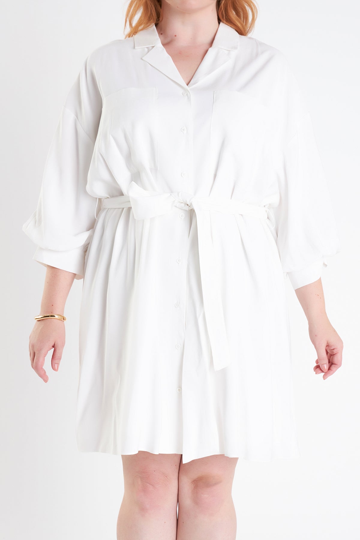 ENDLESS ROSE - Blouson Sleeve Belted Shirt Dress - DRESSES available at Objectrare